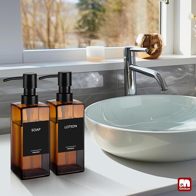 GMISUN Amber Glass Soap Dispenser, Hand Soap Dispenser - Image 6