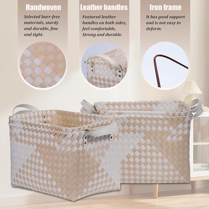 BROWNLILY Handwoven Clothes Basket Laundry Hampers Large Wicker Storage Baskets - Image 2