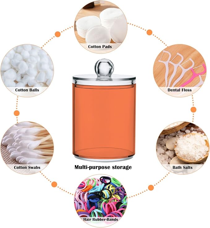 Coral Qtip Holder Organizer Dispenser Cotton Swabs Cans Plastic Jars - Image 4
