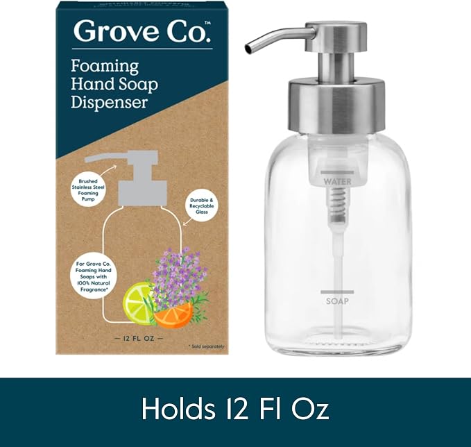 Grove Co. Foaming Soap Dispenser, 2 x Refillable Glass Bottles - Image 2