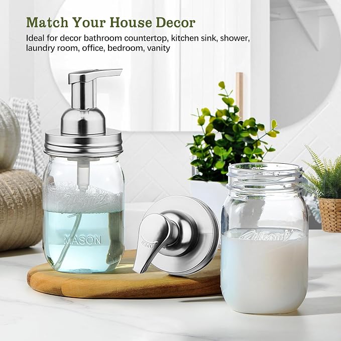 Amolliar Mason Jar Foaming Soap Dispenser Lids, Plastic Foam Pump Lids - Image 6