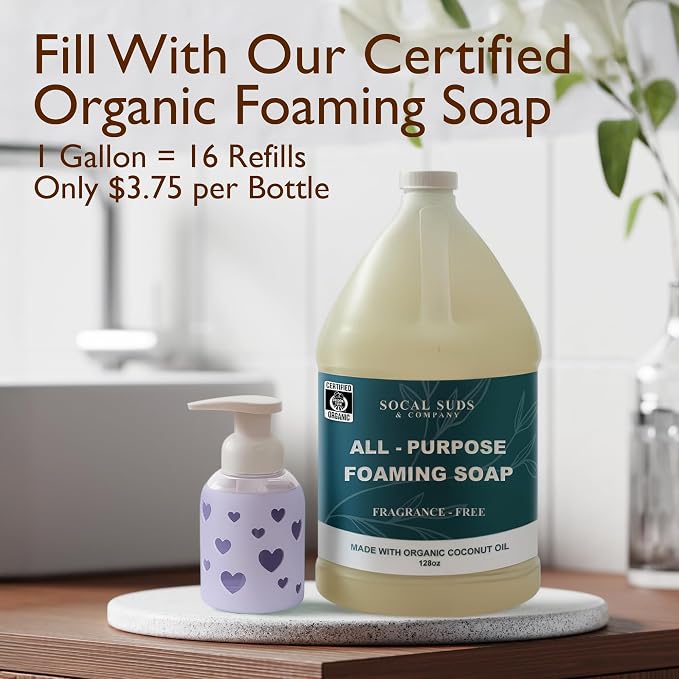 SoCal Suds & Company Foaming Hand Soap Dispenser Glass, Liquid Soap Pump - Image 2