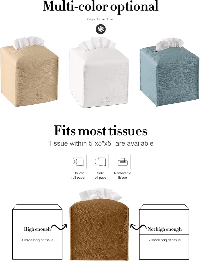 Tissue Box Cover, Jeethemy Square PU Leather Tissue Box Holder, Modern Tissue - Image 6