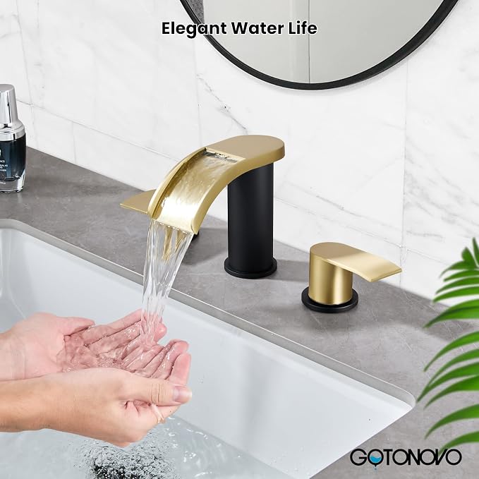 gotonovo Waterfall 8 inch Widespread Bathroom Faucet Set Bathroom Sink Faucet 3 - Image 3