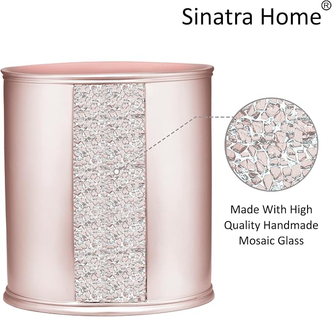 Zahari Home 2pc Sinatra Modern Bath Accessories Set Waste Basket & Tissue Box - Image 4