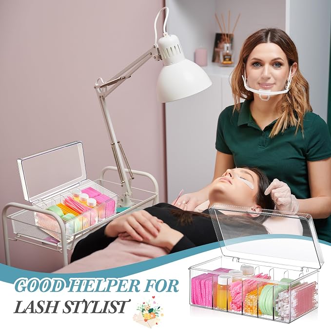 1 Pcs 8.5 x 4.9 x 3.5 Inch Large Capacity Acrylic Lash Extension Cart - Image 4