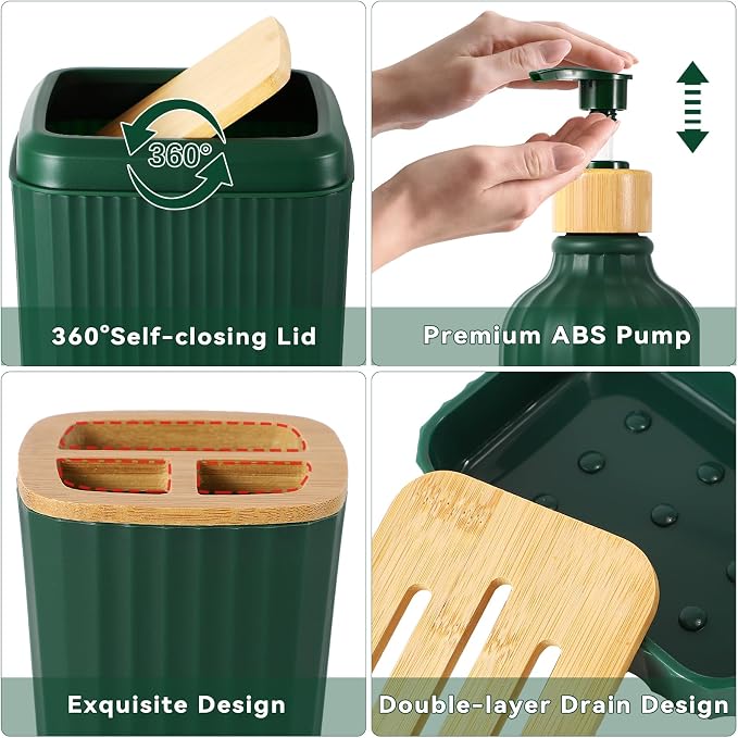 32PCS Dark Green Bathroom Accessories Set - Image 5