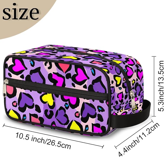 Heart Shape Leopard Skin Print Kids Toiletry Bag - Image 3