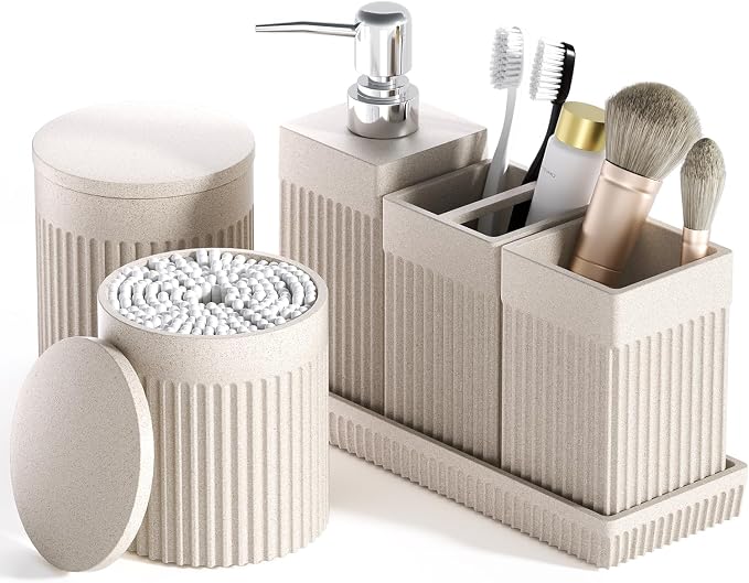 6-Piece Beige Bathroom Set by LetUsMakeHomeYourFavoriteDestination