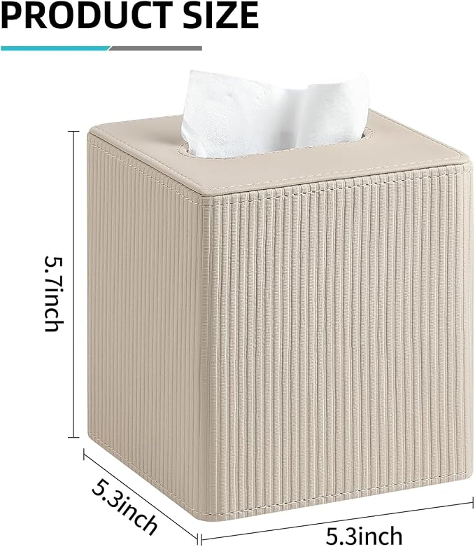 Tissue Box Cover Square with Magnetic Closure, PU Leather Tissue Box Holder - Image 7