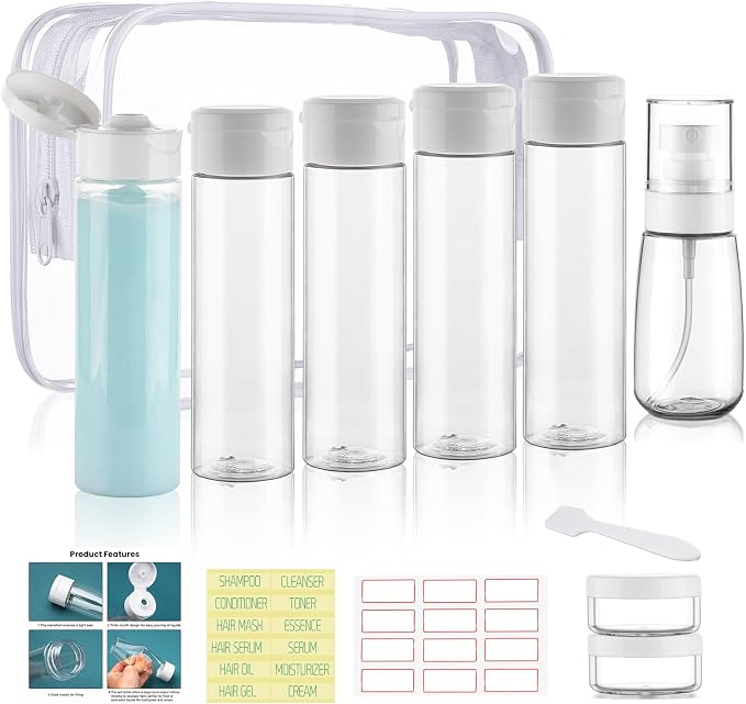 Travel Bottles for Toiletries 9 PCS 3.4oz TSA Approved Travel Size Containers by wowang