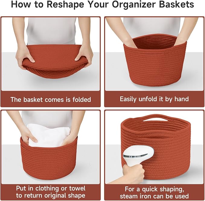 Small Rope Baskets for Storage, Baskets for Gifts Empty, Cute Round Woven Basket - Image 5
