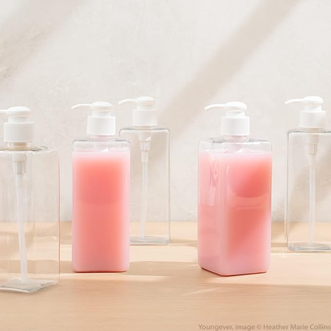 Youngever 5 Pack 16 Ounce Plastic Pump Bottles, Refillable Square Plastic Pump - Image 2