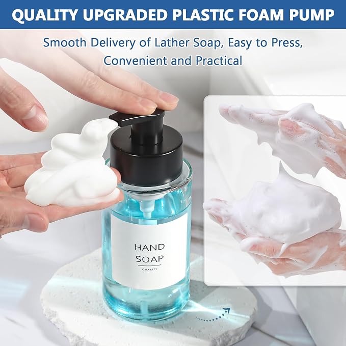 Foaming Soap Dispenser, 10 oz/300ml Foaming Hand Soap Dispenser, 4 Pack Glass - Image 5