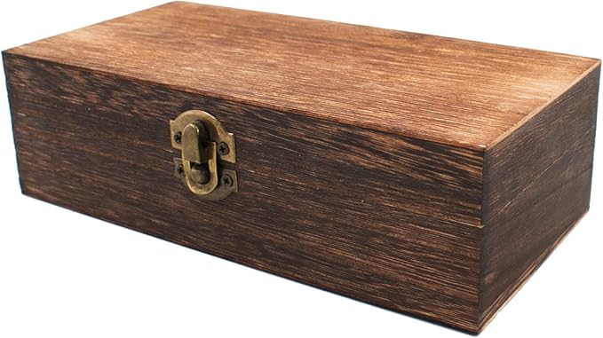 Wood Storage Box with Lid Solid Wood Container Box Decorative Table Large by HingoFuni