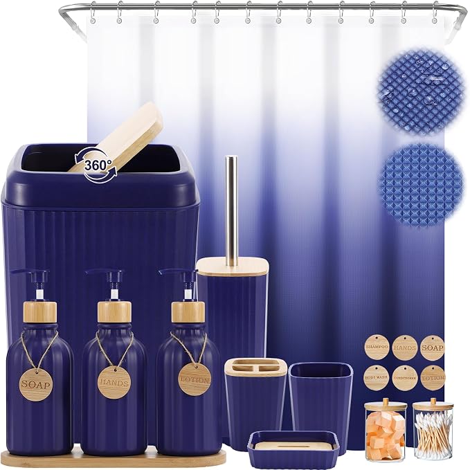 30PCS Navy Blue Bathroom Accessories Set by BetterbathroomwithXLHOME