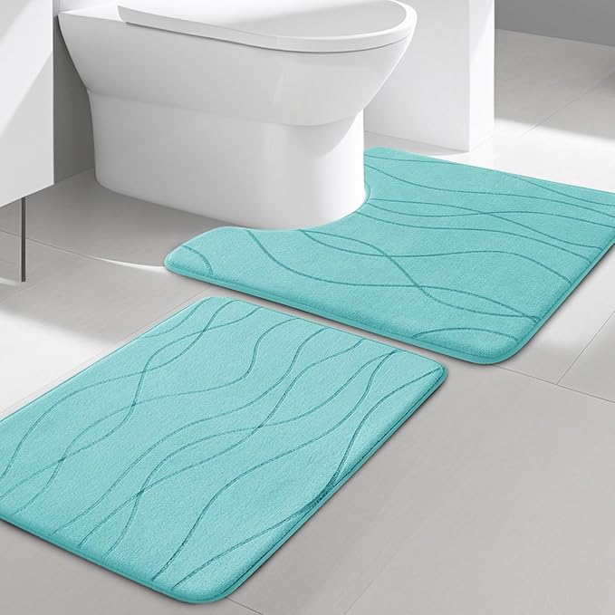 YIHOUSE Memory Foam Bathroom Rug Sets 2 Piece, Ultra Absorbent Bath Mat by YIHOUSE