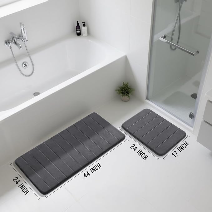 Yimobra Large Bath Mat Set 2 Piece- Super Soft Absorbent Quick Dry Memory Foam - Image 2