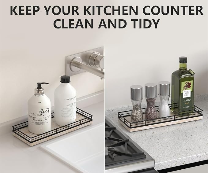 Bathroom Tray for Counter Top Organizer – Ash Wood Vanity Tray - Image 4