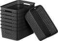 Black Plastic Basket, 8 Pack Home Organization and Storage Baskets by FUCDTEFC