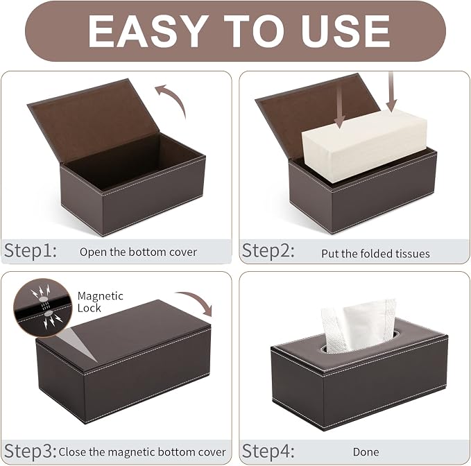 KINGFOM Rectangular PU Leather Tissue Box Cover - Image 8