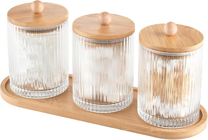 3 Pack Qtip Holder Bathroom Set, Cotton Pad Ball Swab Holder Cotton Round Floss by NEECZS