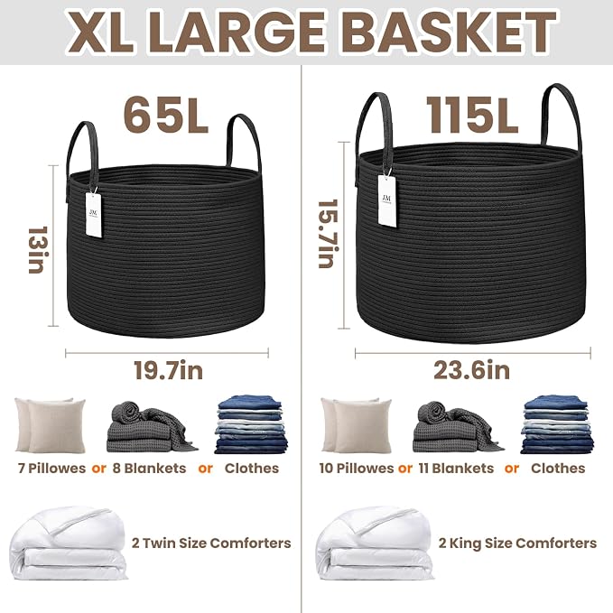 65L Extra Large Blanket Basket for Living Room - Image 3