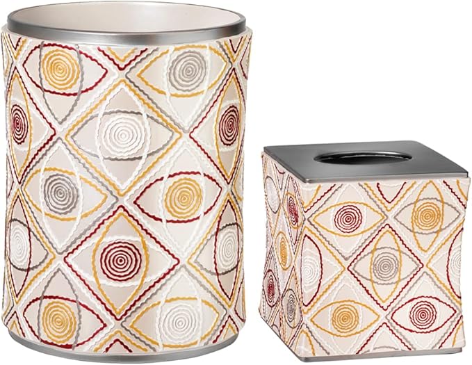 Zahari Home 2pc Sedona Modern Bath Accessories Set Waste Basket & Tissue Box by ZahariHome