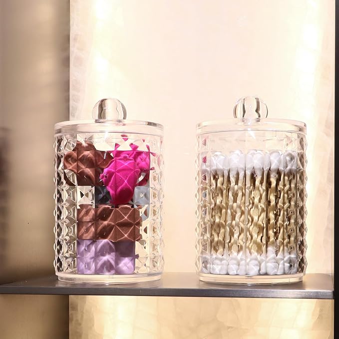2 Pack Qtip Holder Bathroom Storage Canister - Image 7