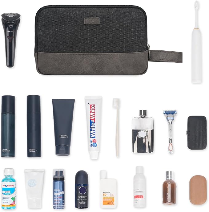 WANDF Travel Toiletry Bag for Men Large Toiletries Shaving Bag Water Resistant - Image 8