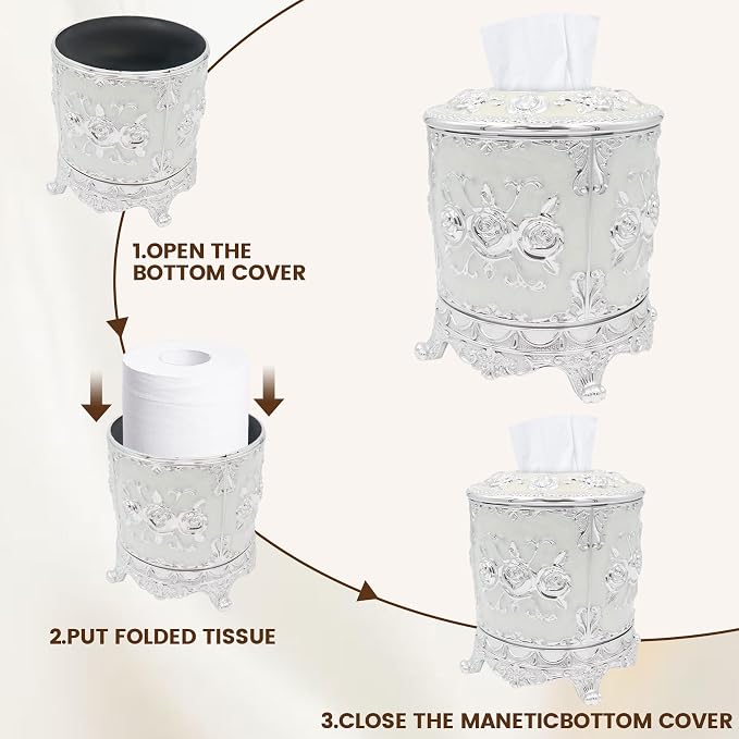 Geesatis Tissue Box Cover, Cylindrical Tissue Box Holder, Napkin Facial Tissues - Image 3