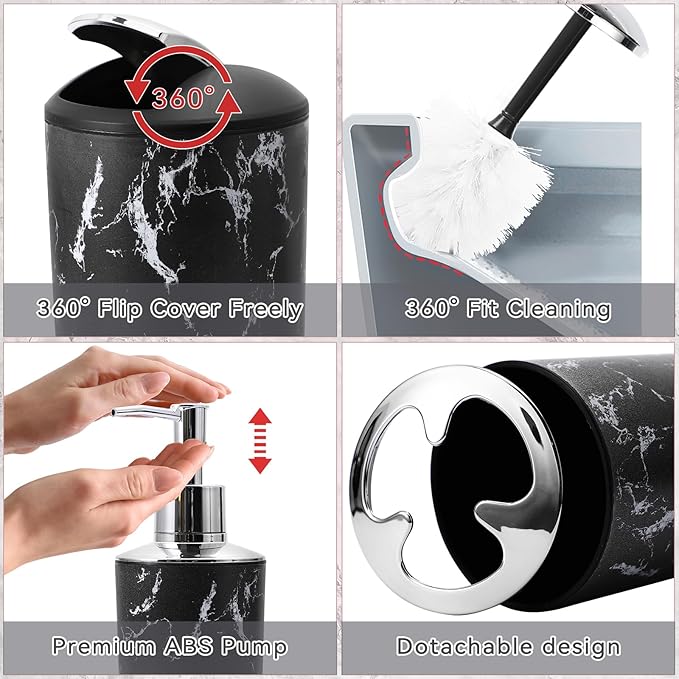 Black Marble Bathroom Accessories Set, Vanity Tray, Soap Dispenser, Soap Dish - Image 2