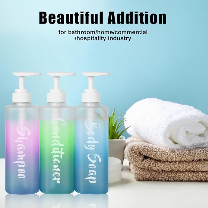 Shampoo and Conditioner Dispenser Set of 3, 17oz Shower Soap Bottles - Image 7