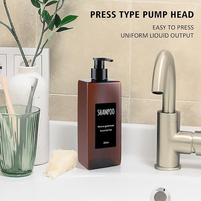 Shampoo and Conditioner Dispenser Modern Refillable Shampoo Pump Bottles - Image 3