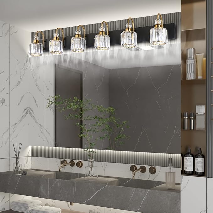 Ralbay Crystal Vanity Lights 6-Lights Modern Crystal Bathroom Vanity Lights - Image 6