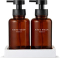 MaisoNovo Glass Foaming Soap Dispenser 14 Oz | Amber Glass Black Pumps x 2 by MaisoNovo-TheArtofSustainableLiving