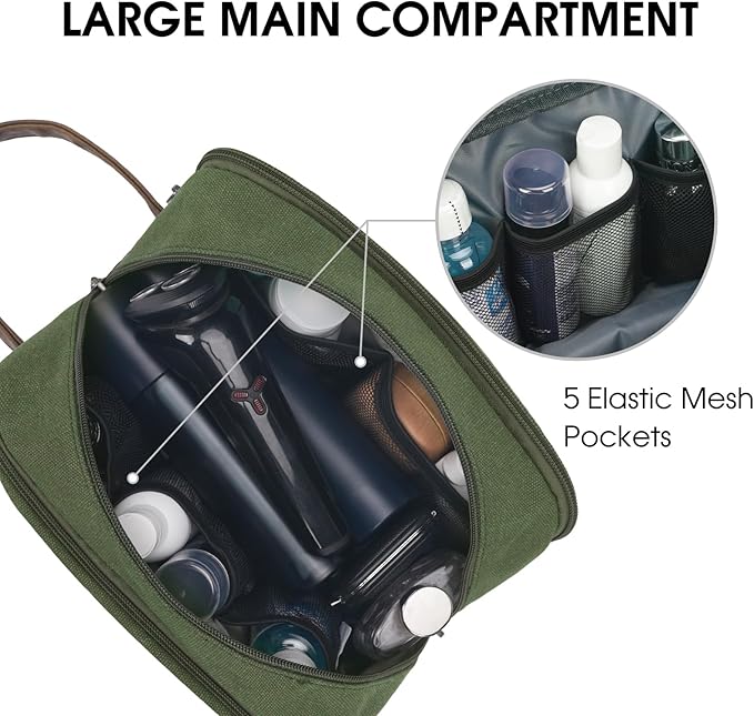WANDF Travel Toiletry Bag for Men Large Toiletries Shaving Bag Water Resistant - Image 2
