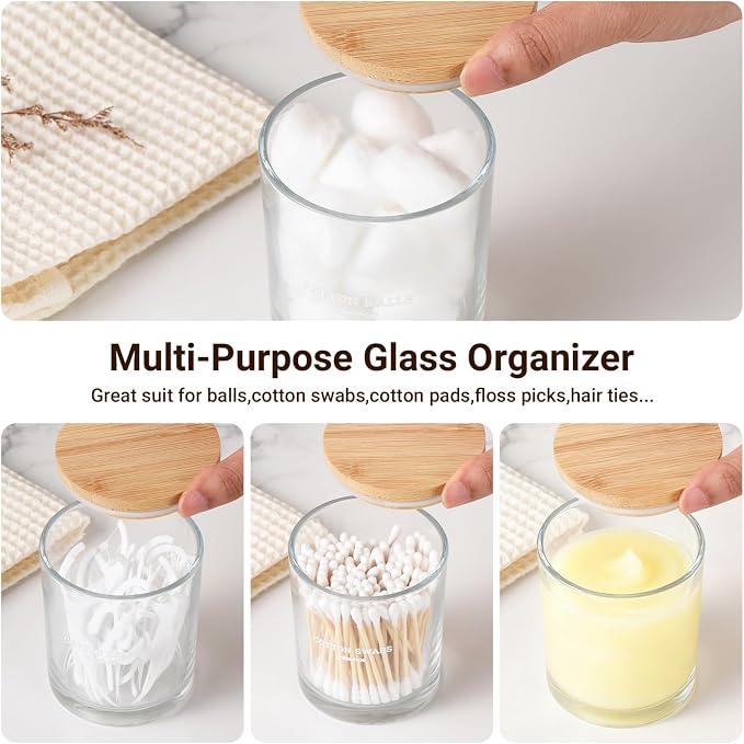 Glass Qtip Holder 2 Pack, Qtip Holder Dispenser Bathroom Set Bathroom - Image 6