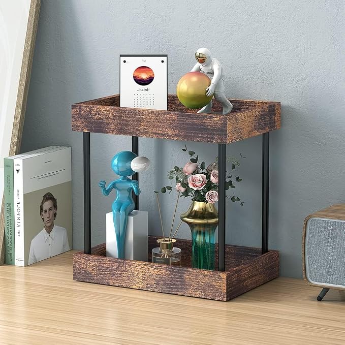 2 Tier Bathroom Organizer Countertop, Wooden Bathroom Trays - Image 3