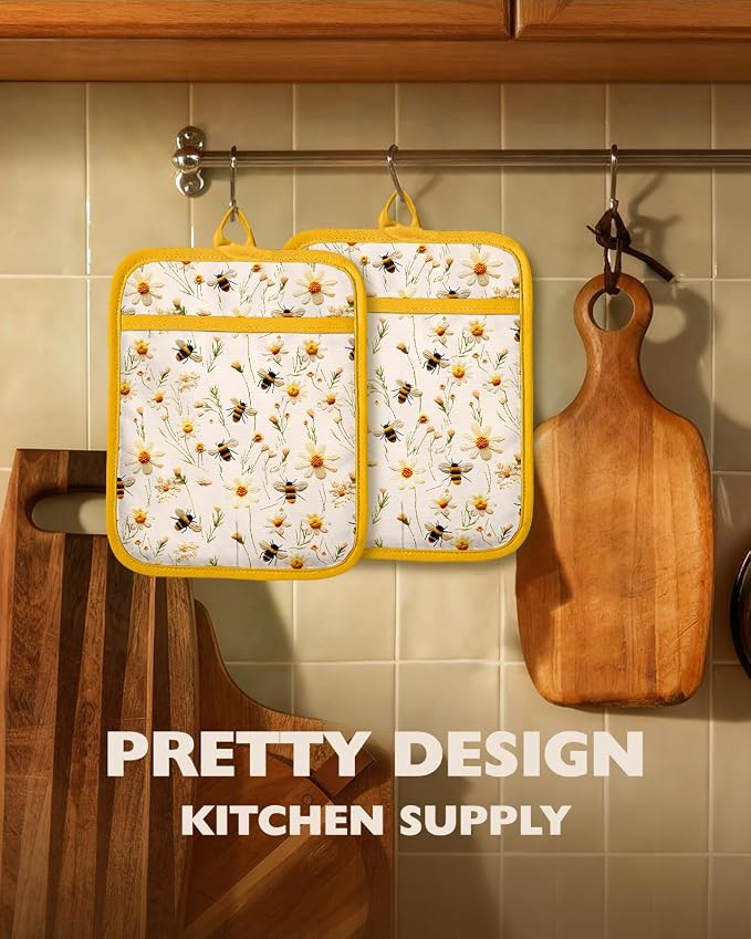 Slohif Silcone Daisy Bee Pot Holders - Image 5