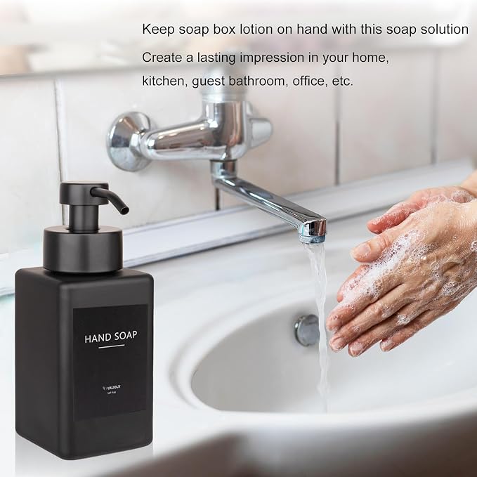 Foaming Soap Dispenser with Stainless Steel Pump, 12oz Refillable Glass Liquid - Image 4
