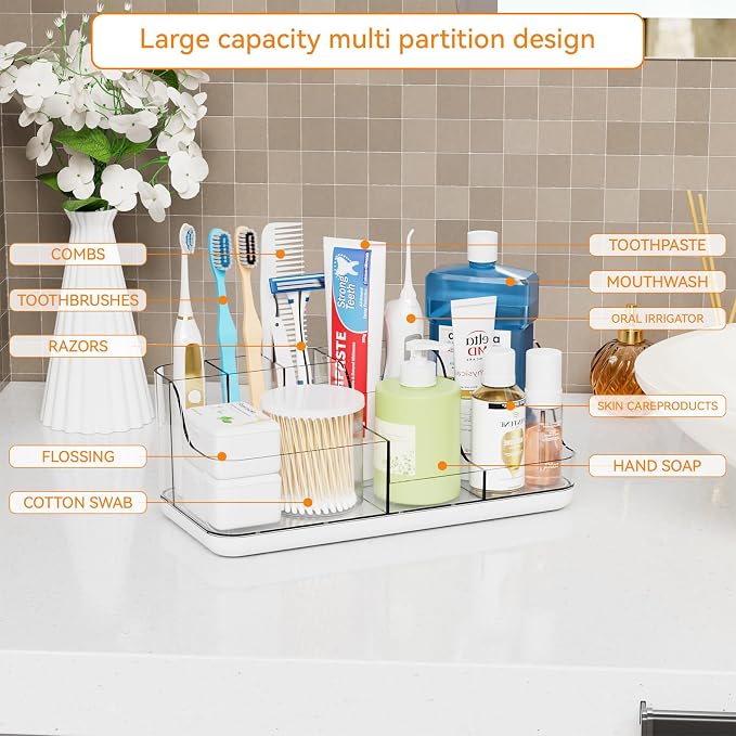 Yieach Mens Bathroom Organizer Countertop, Bathroom Sink Caddy Countertop - Image 5