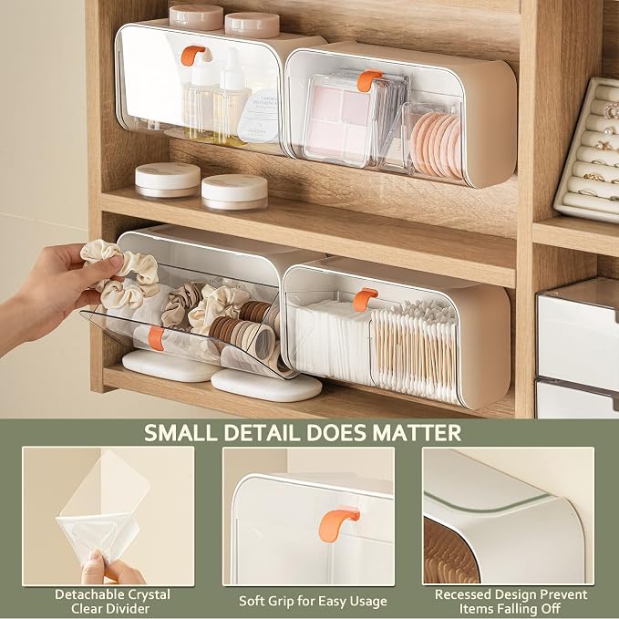 SUNFICON Wall Mounted Cotton Pads Holder Organizer Cotton Swab Balls Holder - Image 5