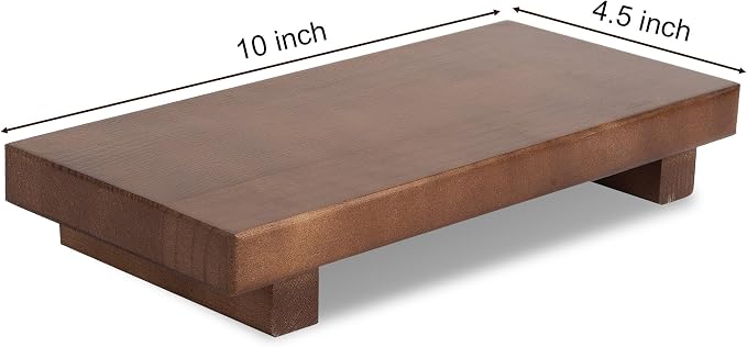 Bathroom Counter Organizer Wood Pedestal Stand Farmhouse Decorative Tray Soap - Image 3