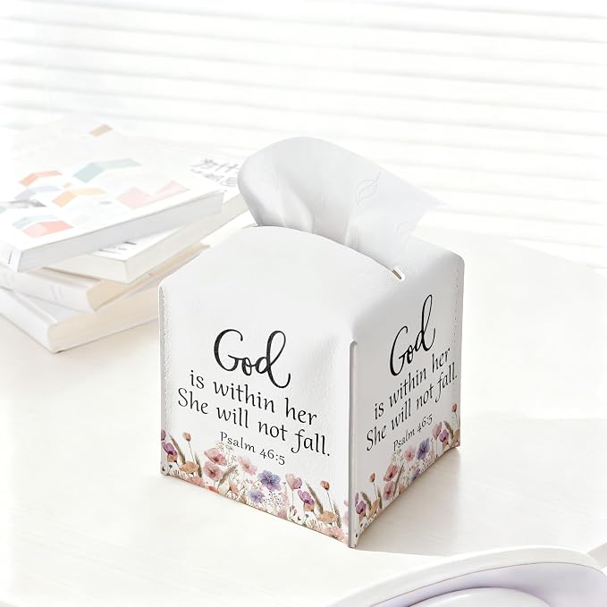 Christian Bible Verses Tissue Box Cover Square, Inspirational Quotes Waterproof - Image 4
