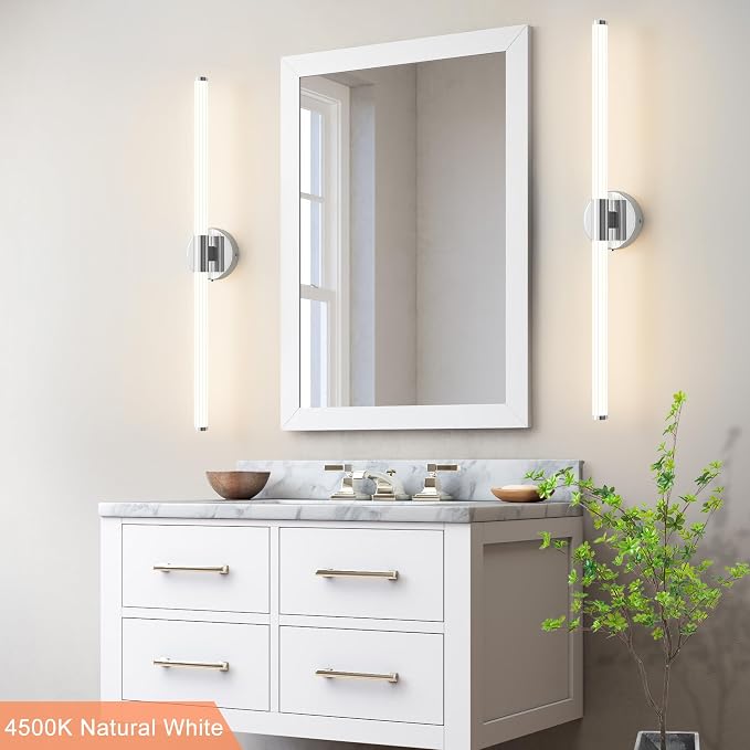 Bathroom Wall Sconces Set of 2 Hardwired Dimmable 5CCT LED Bathroom Light - Image 2