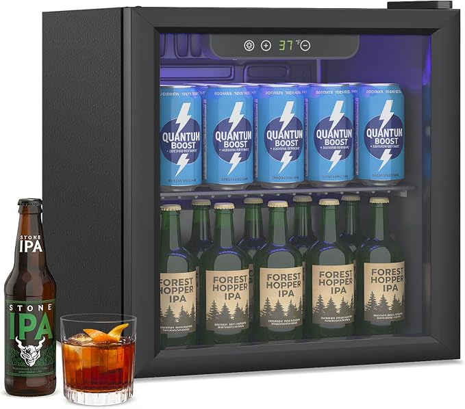 1.4 Cu Ft/65 Can Mini Fridge, Freestanding 17 Inch Beverage Refrigerator by Erivess
