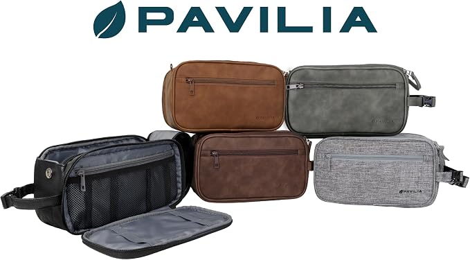 PAVILIA Toiletry Bag for Men, Travel Essentials Shaving Dopp Kit, Mens Travel - Image 7