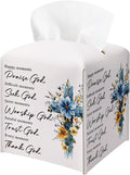 Cross Easter Tissue Box Cover, PU Leather Drawstring Bottom by BGFMVS