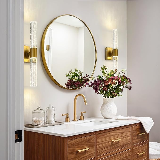 Gold Wall Sconces Set of Two Battery Operated, Wireless Rechargeable Wall - Image 7